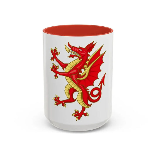 Tudor Dragon Badge - Accent Coffee Mug 15oz Red - Go Mug Yourself