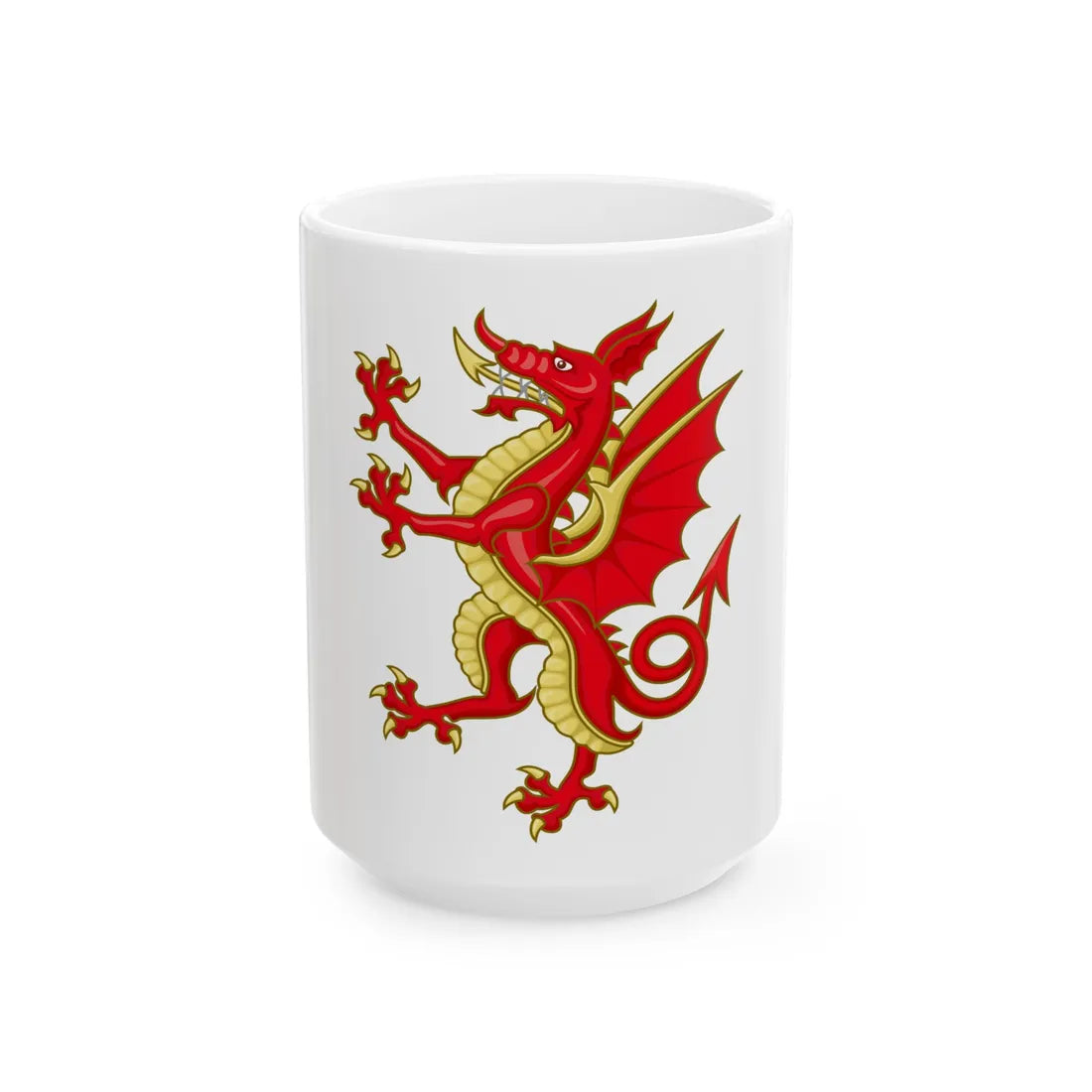 Tudor Dragon Badge - White Coffee Mug 15oz - Go Mug Yourself