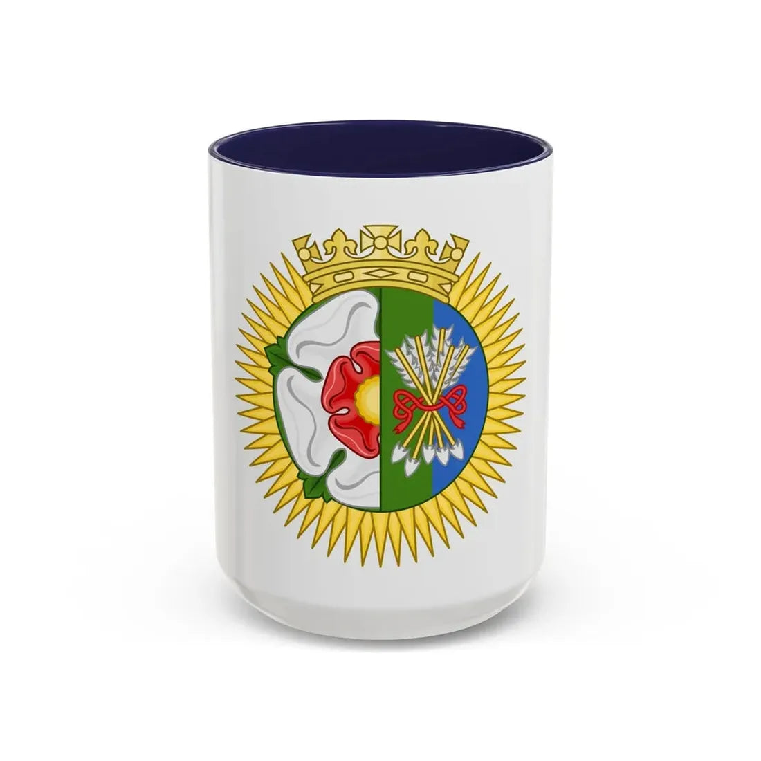 Tudor Rose and Arrows Badge - Accent Coffee Mug 15oz Navy - Go Mug Yourself
