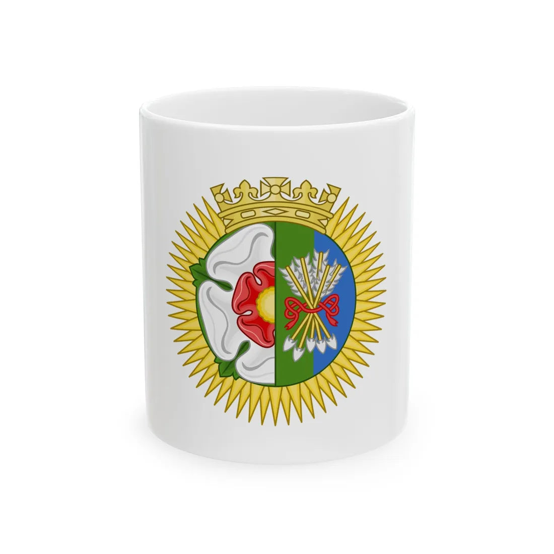 Tudor Rose and Arrows Badge - White Coffee Mug 11oz - Go Mug Yourself