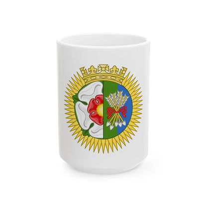 Tudor Rose and Arrows Badge - White Coffee Mug 15oz - Go Mug Yourself