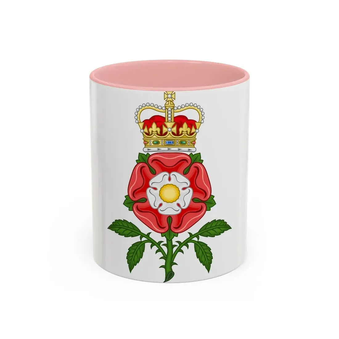 Tudor Rose Royal Badge of England - Accent Coffee Mug 11oz Pink - Go Mug Yourself