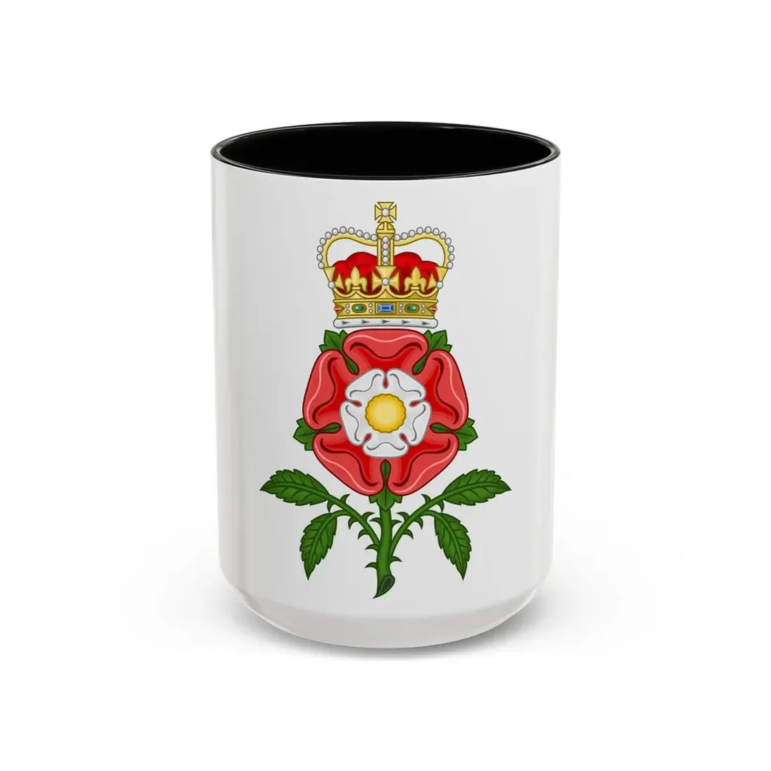 Tudor Rose Royal Badge of England - Accent Coffee Mug 15oz Black - Go Mug Yourself