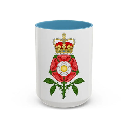 Tudor Rose Royal Badge of England - Accent Coffee Mug 15oz Light Blue - Go Mug Yourself