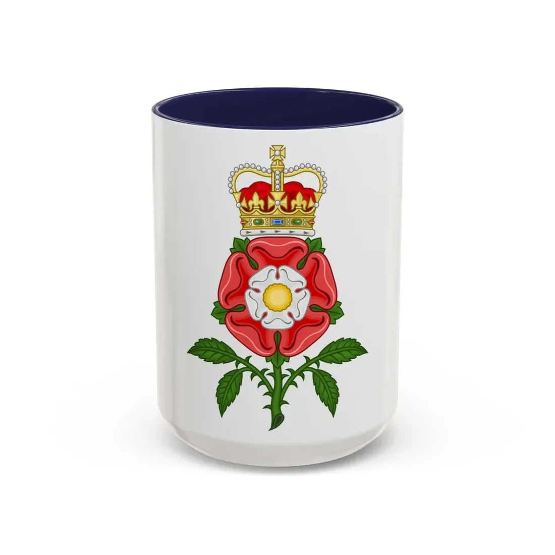 Tudor Rose Royal Badge of England - Accent Coffee Mug 15oz Navy - Go Mug Yourself