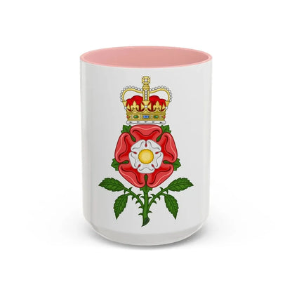 Tudor Rose Royal Badge of England - Accent Coffee Mug 15oz Pink - Go Mug Yourself