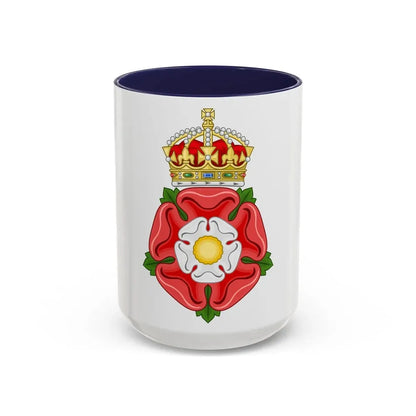 Tudor Rose, royally crowned - Accent Coffee Mug 15oz Navy - Go Mug Yourself