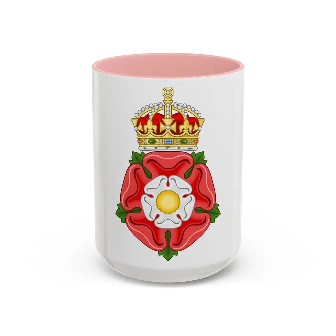 Tudor Rose, royally crowned - Accent Coffee Mug 15oz Pink - Go Mug Yourself