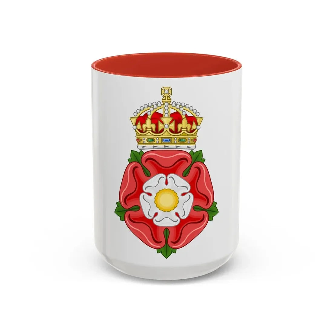 Tudor Rose, royally crowned - Accent Coffee Mug 15oz Red - Go Mug Yourself
