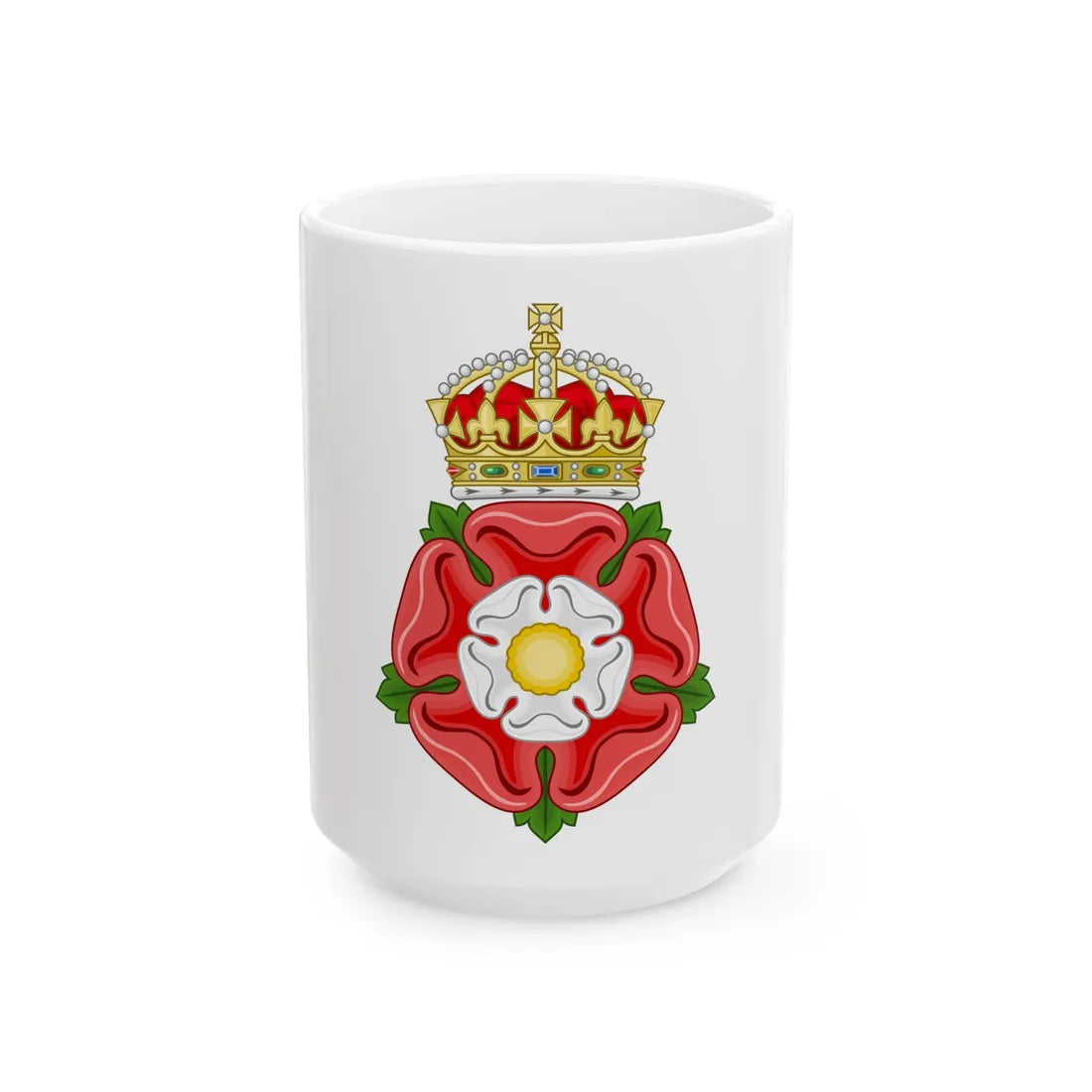 Tudor Rose, royally crowned - White Coffee Mug 15oz - Go Mug Yourself