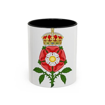 Tudor Rose (Tudor Heraldry) - Accent Coffee Mug-11oz-Black-Go Mug Yourself