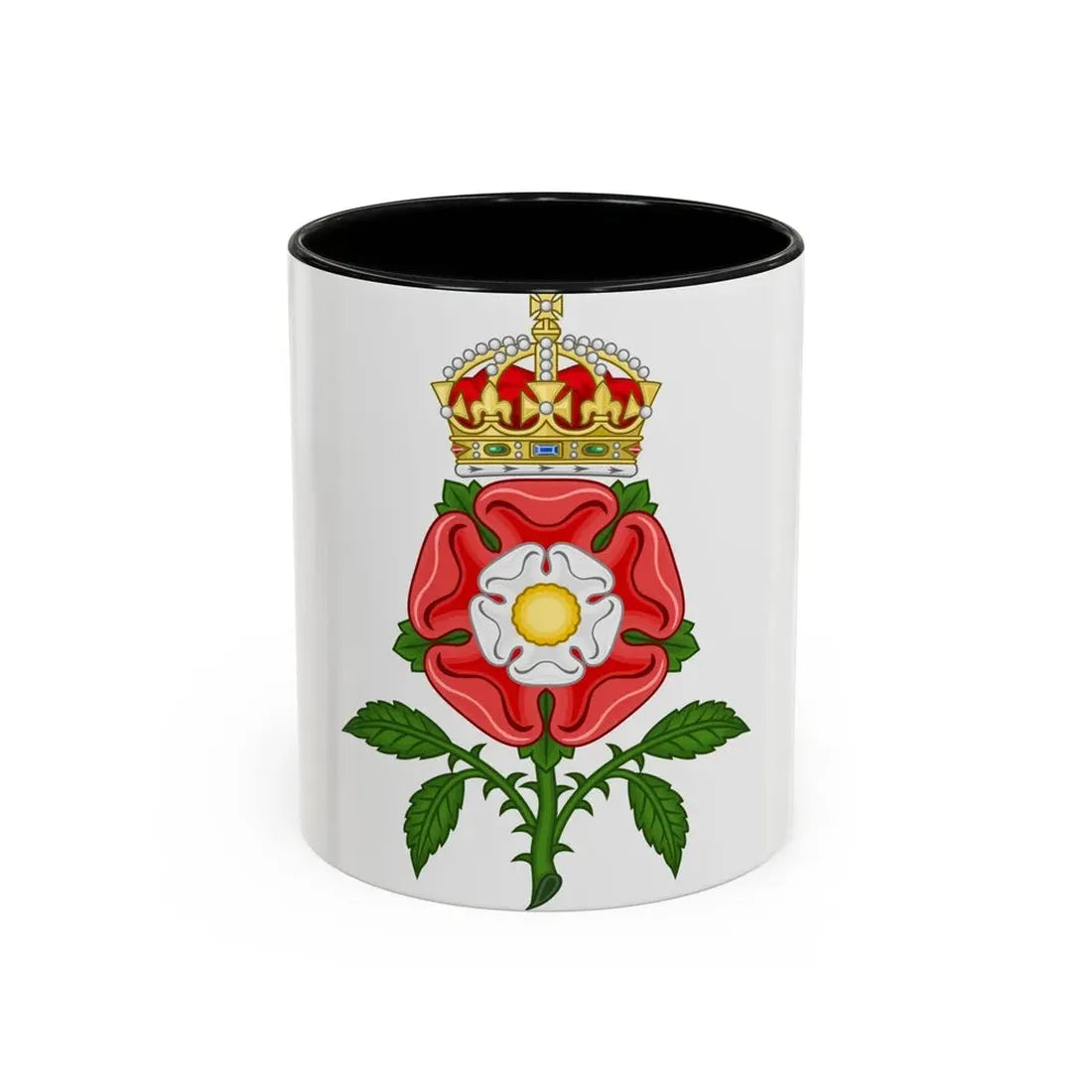 Tudor Rose (Tudor Heraldry) - Accent Coffee Mug 11oz Black - Go Mug Yourself