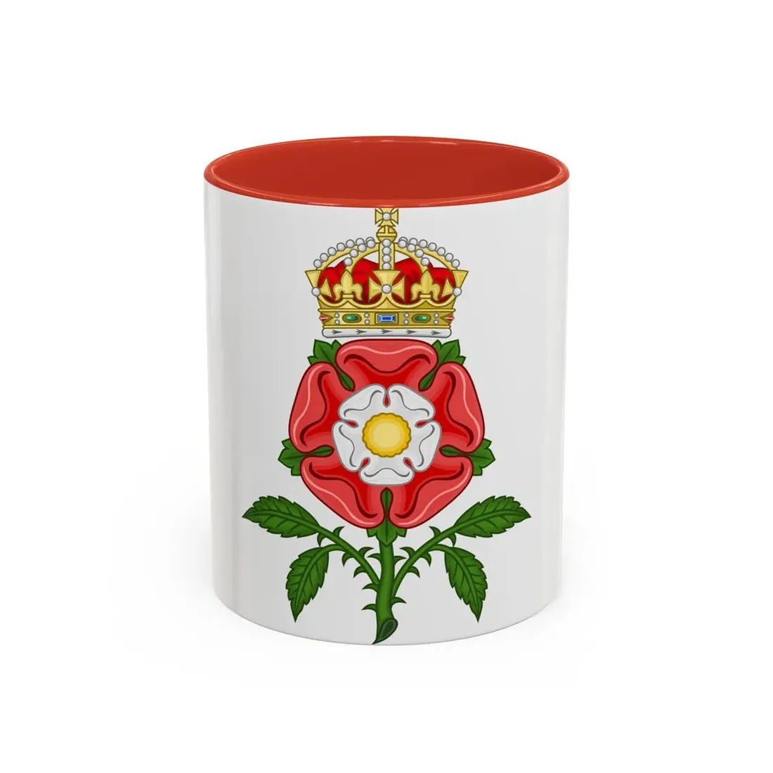 Tudor Rose (Tudor Heraldry) - Accent Coffee Mug 11oz Red - Go Mug Yourself