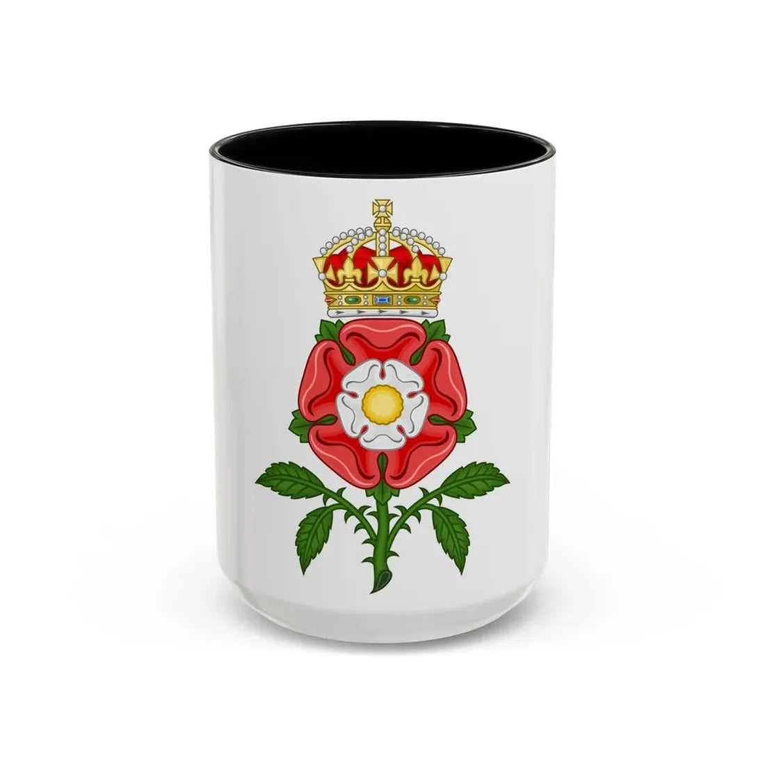 Tudor Rose (Tudor Heraldry) - Accent Coffee Mug 15oz Black - Go Mug Yourself