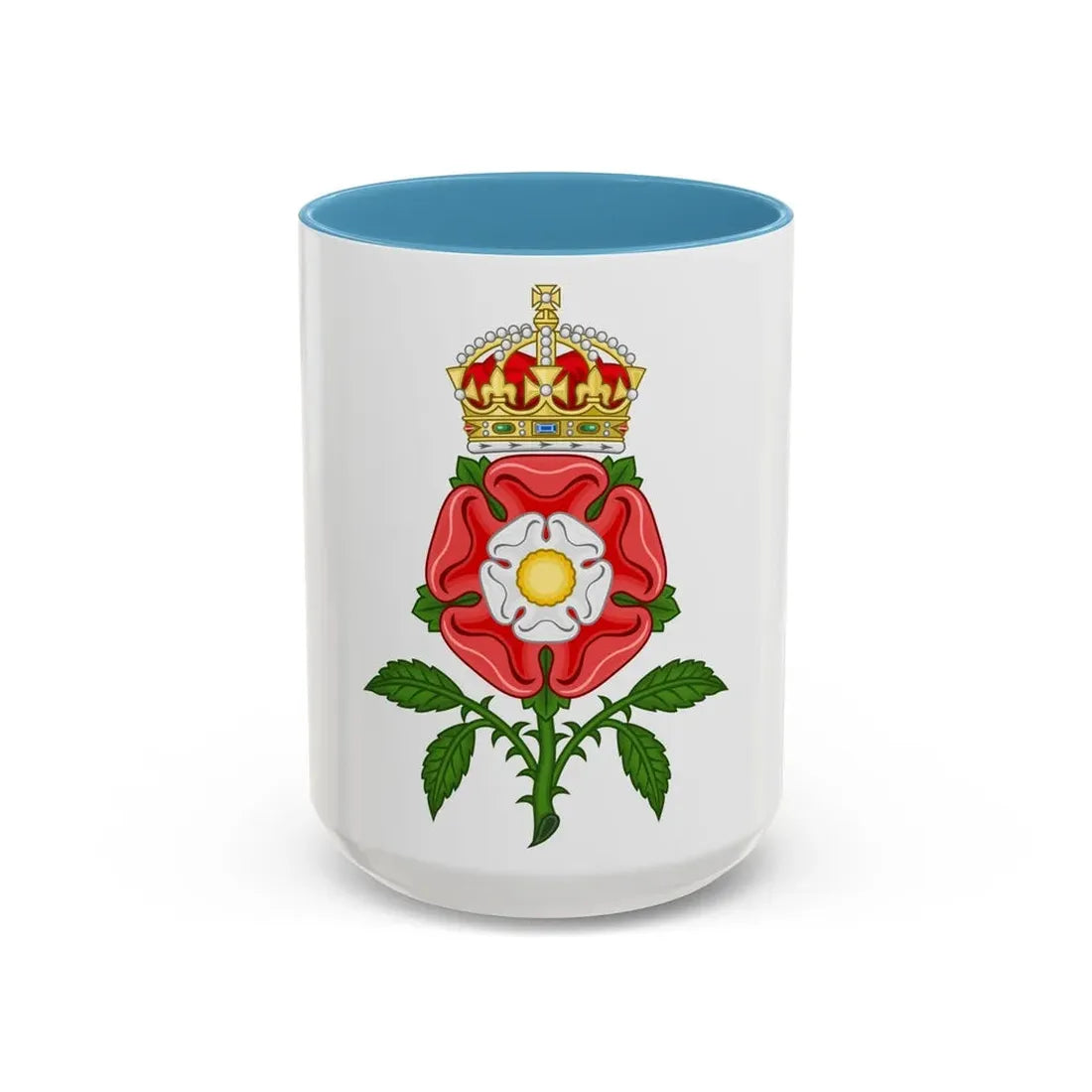 Tudor Rose (Tudor Heraldry) - Accent Coffee Mug 15oz Light Blue - Go Mug Yourself