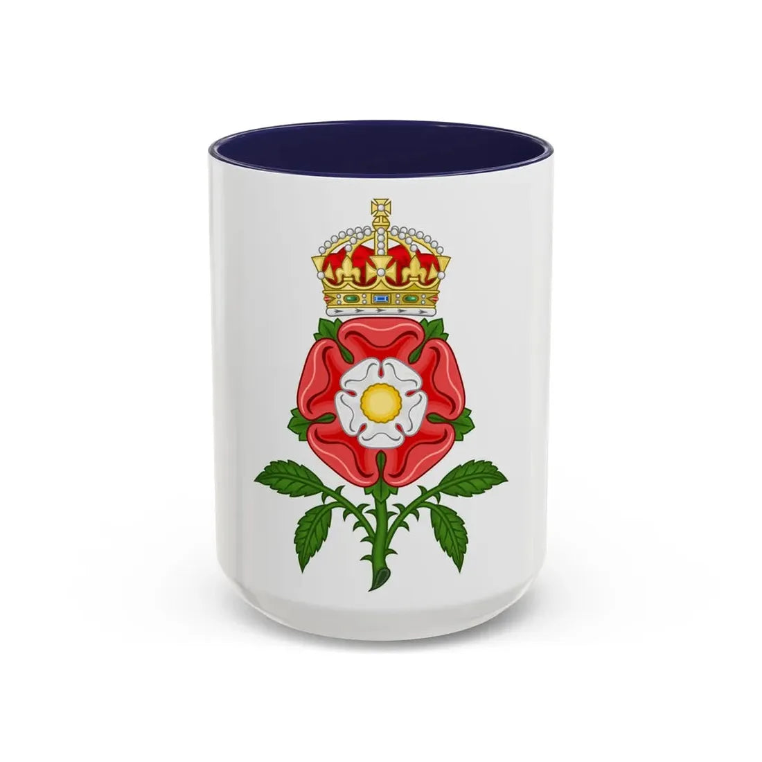 Tudor Rose (Tudor Heraldry) - Accent Coffee Mug 15oz Navy - Go Mug Yourself