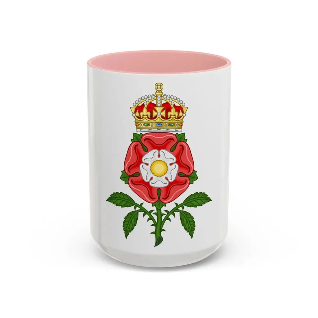 Tudor Rose (Tudor Heraldry) - Accent Coffee Mug 15oz Pink - Go Mug Yourself