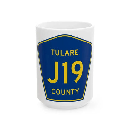 Tulare County J19 (California) (Road Sign) White Coffee Mug 15oz - Go Mug Yourself