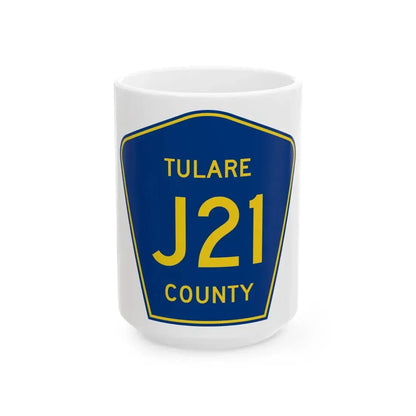 Tulare County J21 (California) (Road Sign) White Coffee Mug 15oz - Go Mug Yourself
