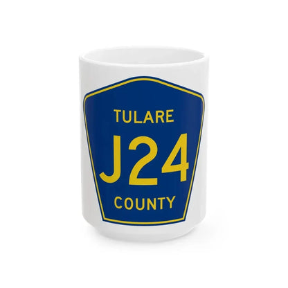 Tulare County J24 (California) (Road Sign) White Coffee Mug 15oz - Go Mug Yourself
