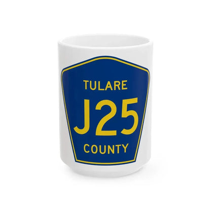 Tulare County J25 (California) (Road Sign) White Coffee Mug 15oz - Go Mug Yourself