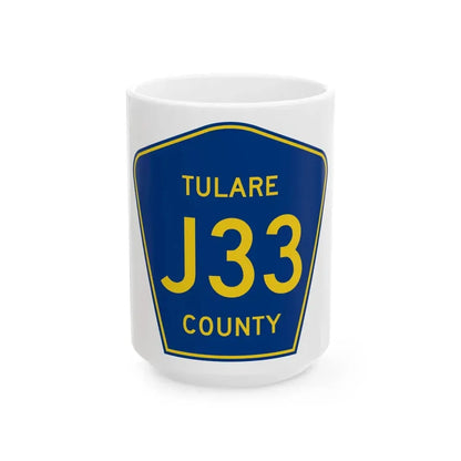 Tulare County J33 (California) (Road Sign) White Coffee Mug 15oz - Go Mug Yourself