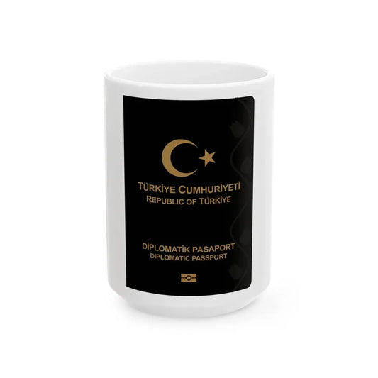 Turkish Passport (Diplomatic) - White Coffee Mug 15oz - Go Mug Yourself