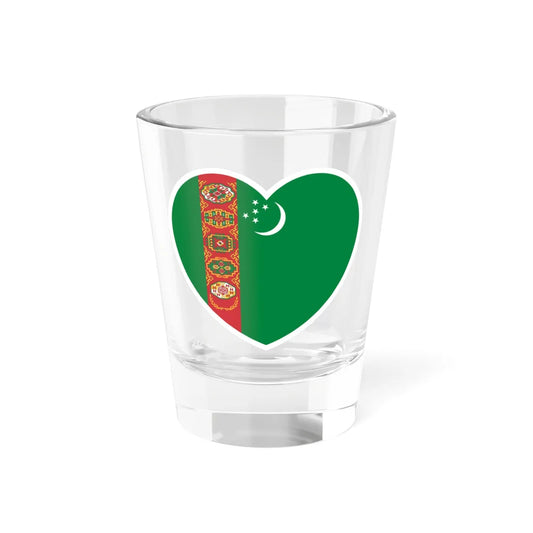 Turkmenistan flag heart white (Turkmenistan) Shot Glass 1.5oz 1.5oz - Go Mug Yourself
