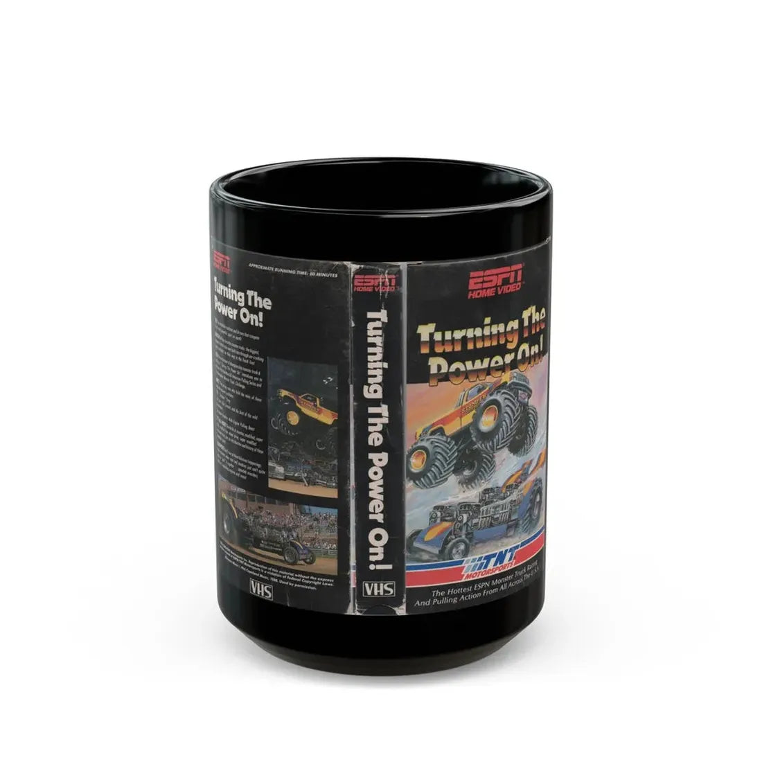 TURNING THE POWER ON ESPN HOME VIDEO (VHS COVER) - Black Coffee Mug 15oz - Go Mug Yourself