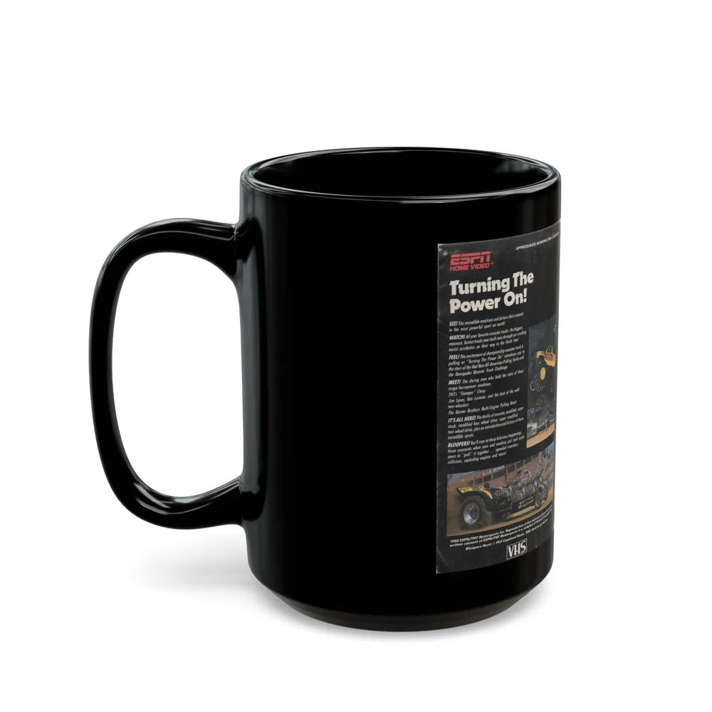 TURNING THE POWER ON ESPN HOME VIDEO (VHS COVER) - Black Coffee Mug-Go Mug Yourself