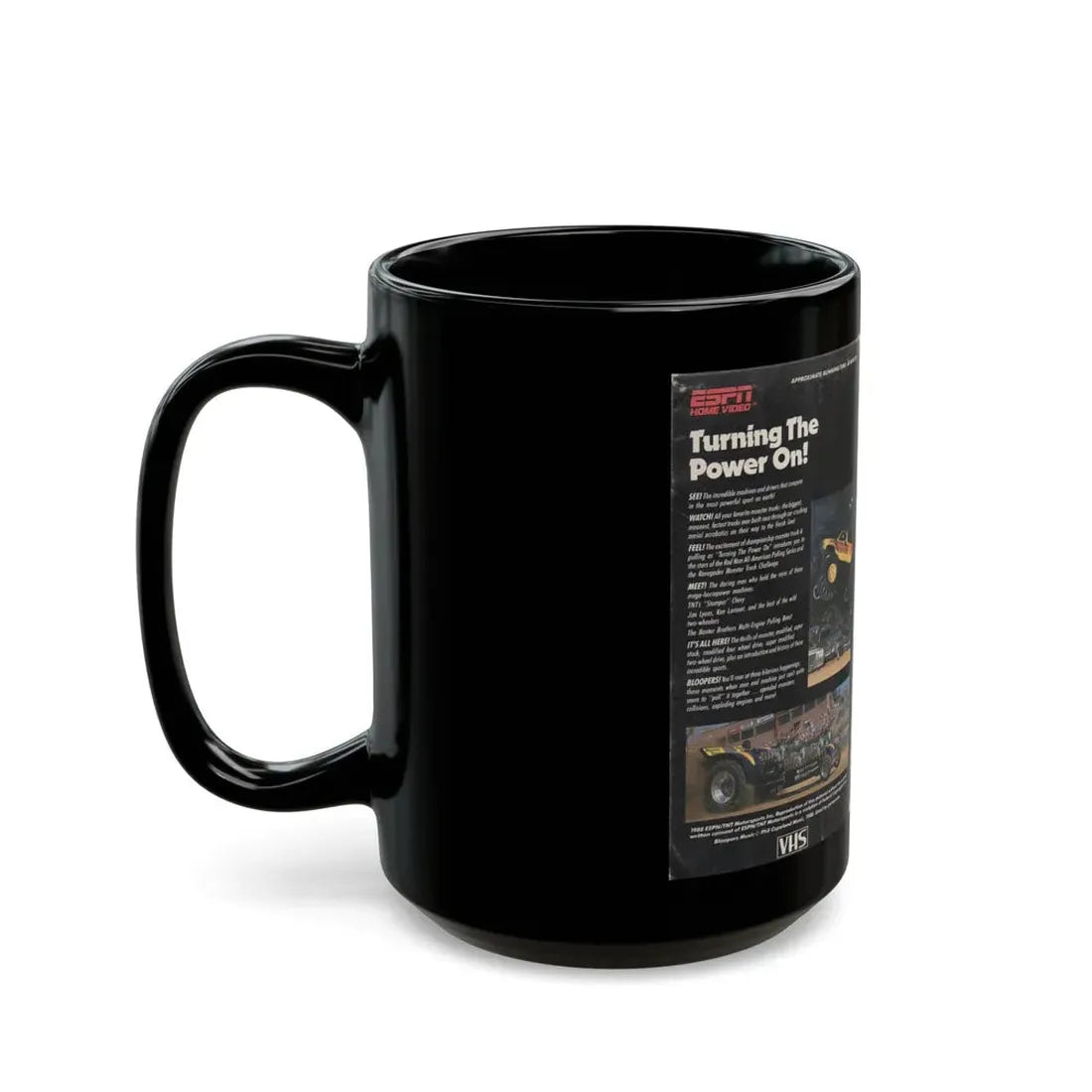 TURNING THE POWER ON ESPN HOME VIDEO (VHS COVER) - Black Coffee Mug - Go Mug Yourself