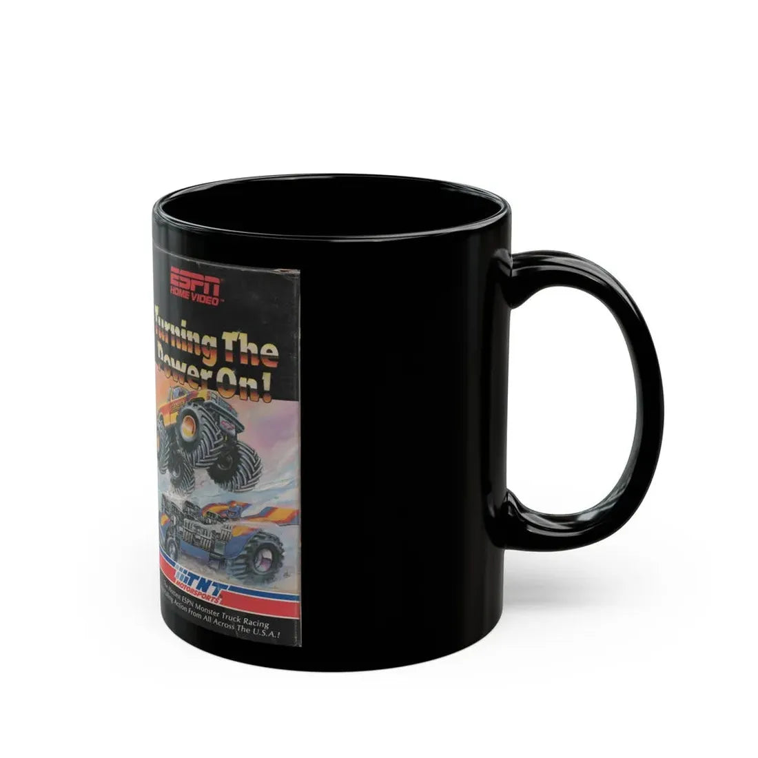 TURNING THE POWER ON ESPN HOME VIDEO (VHS COVER) - Black Coffee Mug - Go Mug Yourself