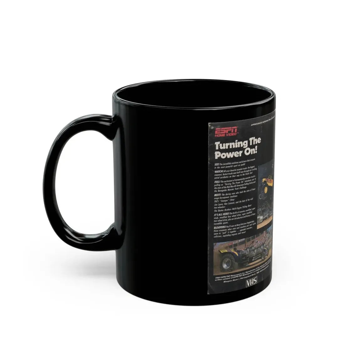 TURNING THE POWER ON ESPN HOME VIDEO (VHS COVER) - Black Coffee Mug - Go Mug Yourself