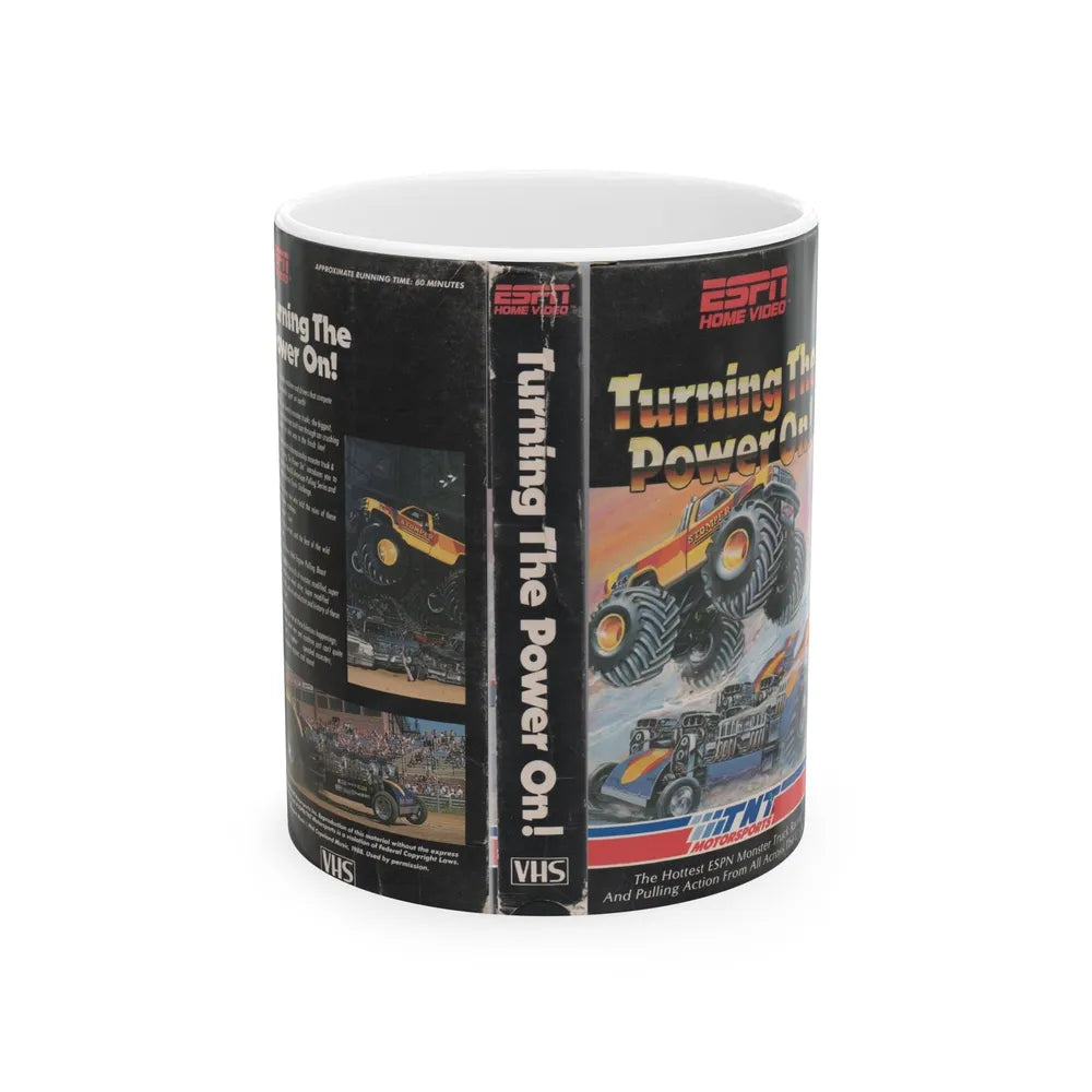 TURNING THE POWER ON ESPN HOME VIDEO (VHS COVER) - White Coffee Mug-11oz-Go Mug Yourself