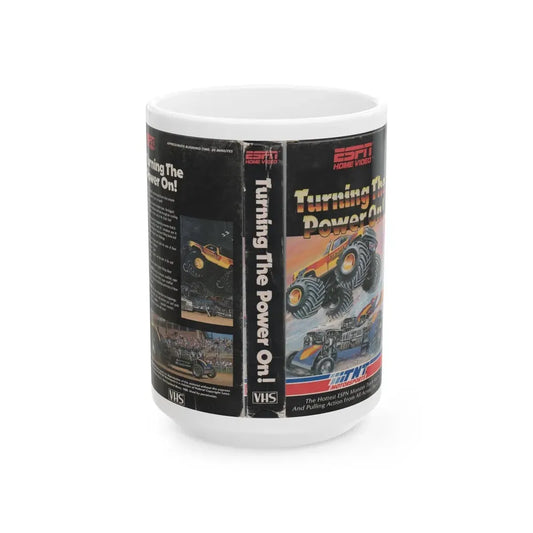 TURNING THE POWER ON ESPN HOME VIDEO (VHS COVER) - White Coffee Mug 15oz - Go Mug Yourself