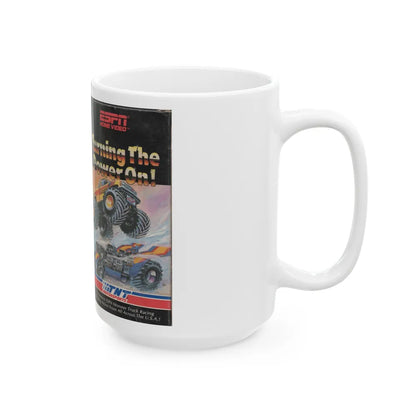 TURNING THE POWER ON ESPN HOME VIDEO (VHS COVER) - White Coffee Mug-Go Mug Yourself