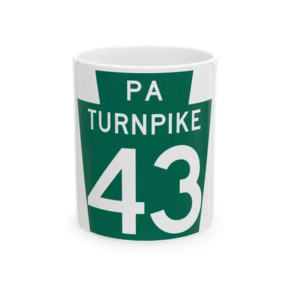 Turnpike-43 (Pennsylvania) (Road Sign) White Coffee Mug 11oz - Go Mug Yourself