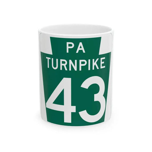 Turnpike-43 (Pennsylvania) (Road Sign) White Coffee Mug 11oz - Go Mug Yourself
