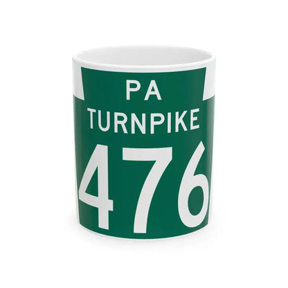 Turnpike-476 (Pennsylvania) (Road Sign) White Coffee Mug 11oz - Go Mug Yourself