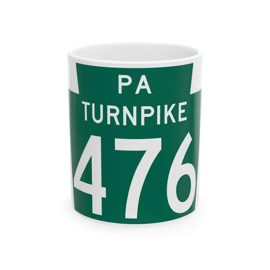 Turnpike-476 (Pennsylvania) (Road Sign) White Coffee Mug 11oz - Go Mug Yourself