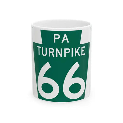 Turnpike-66 (Pennsylvania) (Road Sign) White Coffee Mug 11oz - Go Mug Yourself