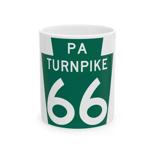 Turnpike-66 (Pennsylvania) (Road Sign) White Coffee Mug 11oz - Go Mug Yourself