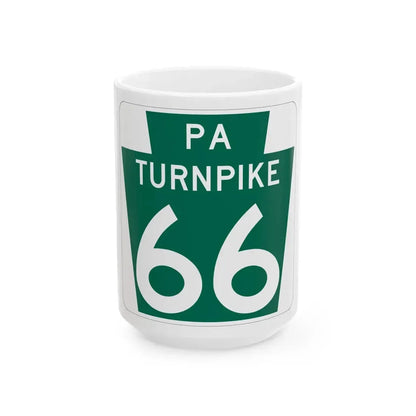 Turnpike-66 (Pennsylvania) (Road Sign) White Coffee Mug 15oz - Go Mug Yourself