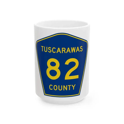 Tuscarawas County 82 (Ohio) (Road Sign) White Coffee Mug 15oz - Go Mug Yourself