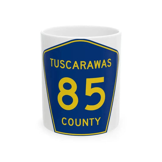 Tuscarawas County Route 85 (Ohio) (Road Sign) White Coffee Mug 11oz - Go Mug Yourself