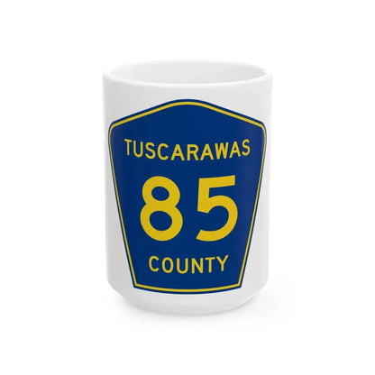 Tuscarawas County Route 85 (Ohio) (Road Sign) White Coffee Mug 15oz - Go Mug Yourself