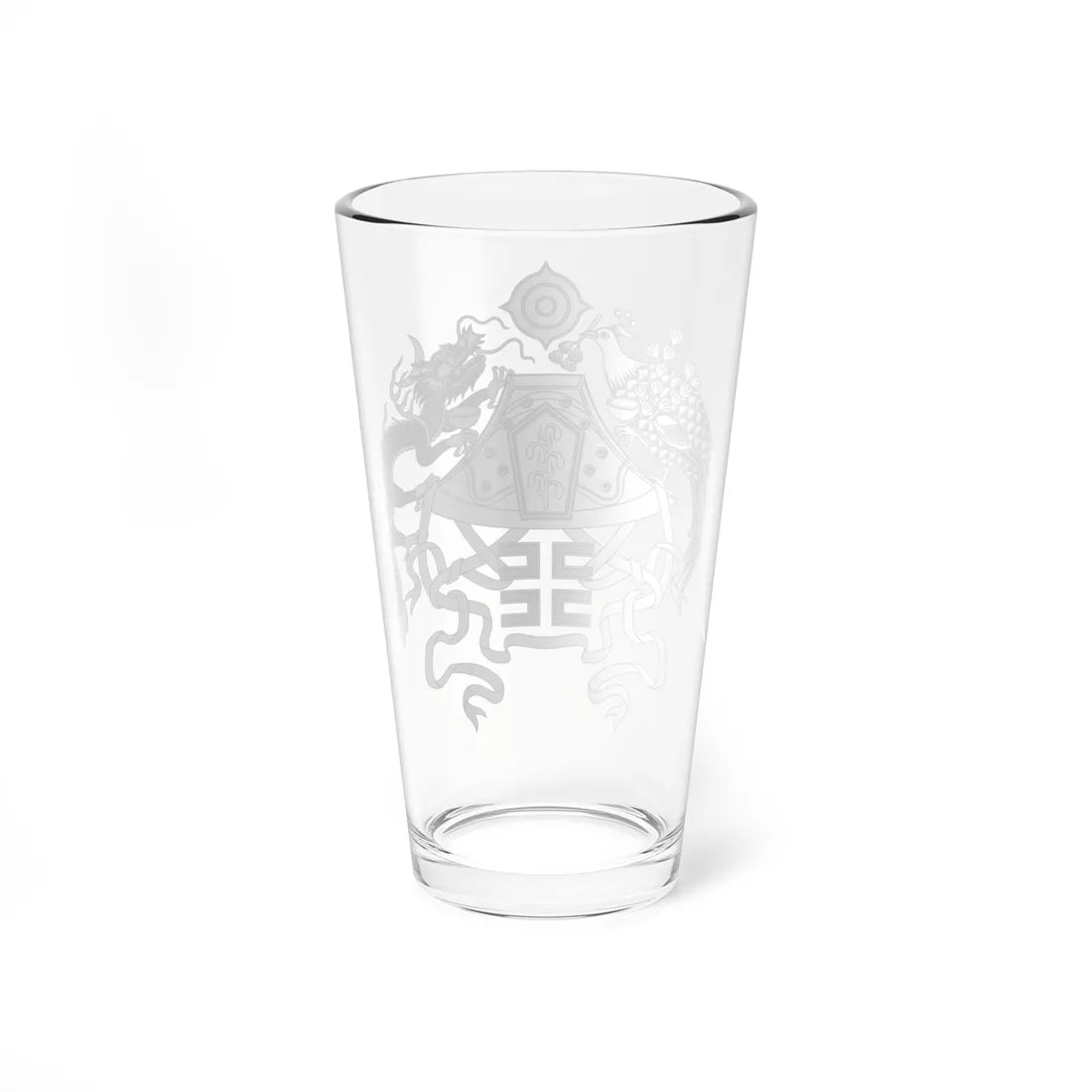 Twelve Symbols national emblem of China black and white (China) (Coat of Arms) Pint Glass 16oz - Go Mug Yourself