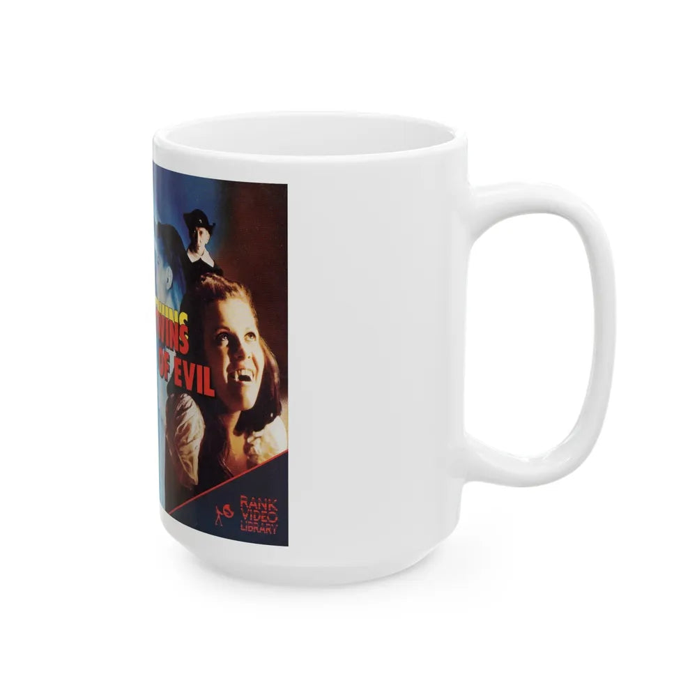 TWINS OF EVIL RANK VIDEO LIBRARY (VHS COVER) - White Coffee Mug-Go Mug Yourself