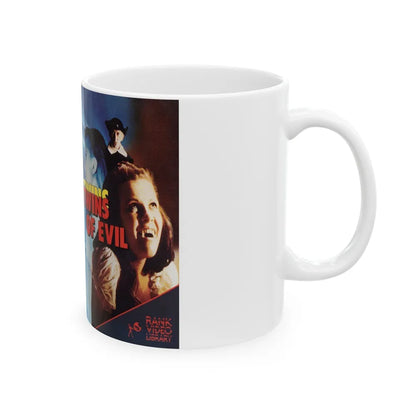 TWINS OF EVIL RANK VIDEO LIBRARY (VHS COVER) - White Coffee Mug-Go Mug Yourself