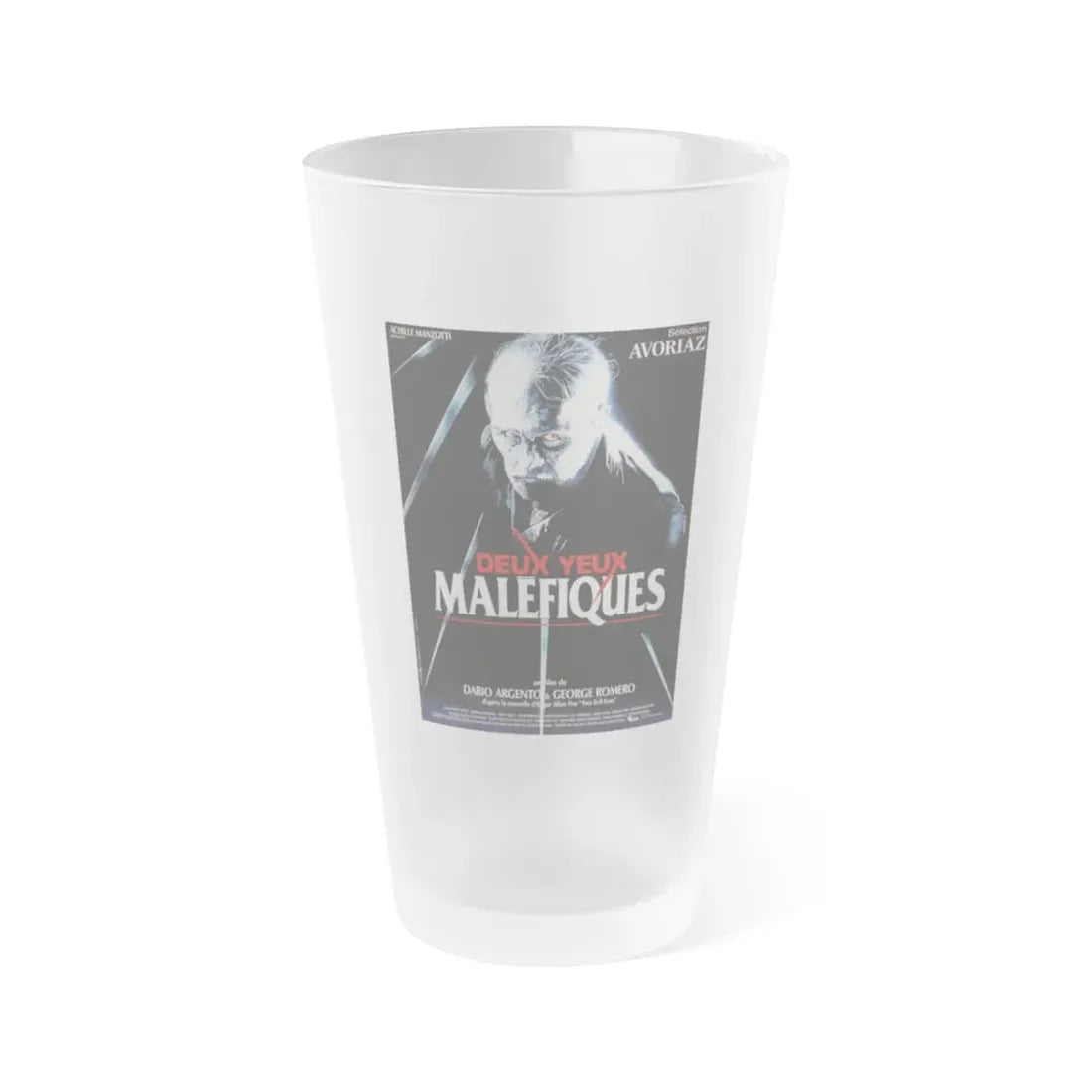 TWO EVIL EYES (FRENCH) 1990 Movie Poster - Frosted Pint Glass 16oz Default Title - Go Mug Yourself